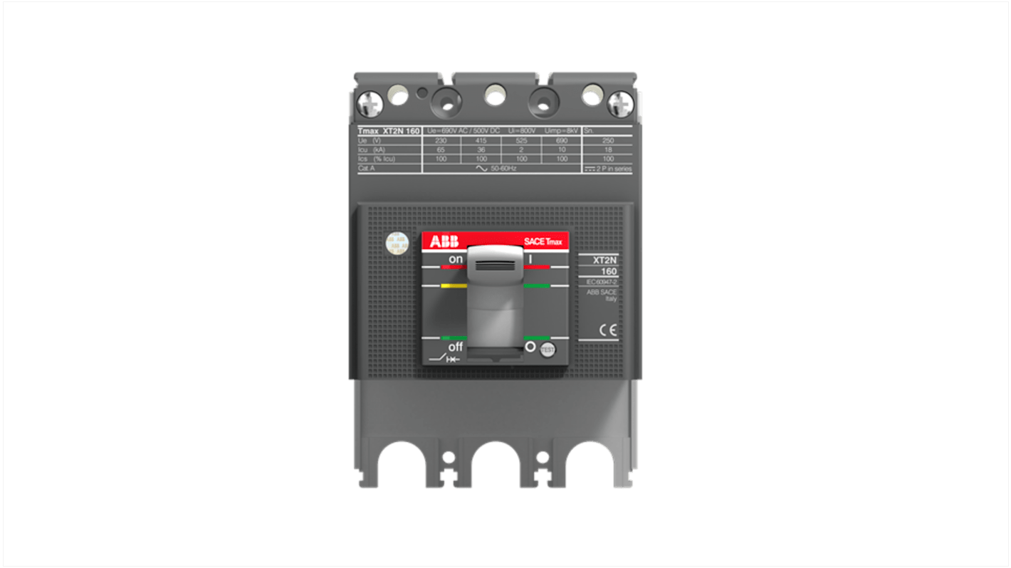 Interruttore magnetotermico ABB 1SDA068164R1 XT2S 160 BLOC FF, 3 poli, 160 A, montaggio fisso, 1000 V.