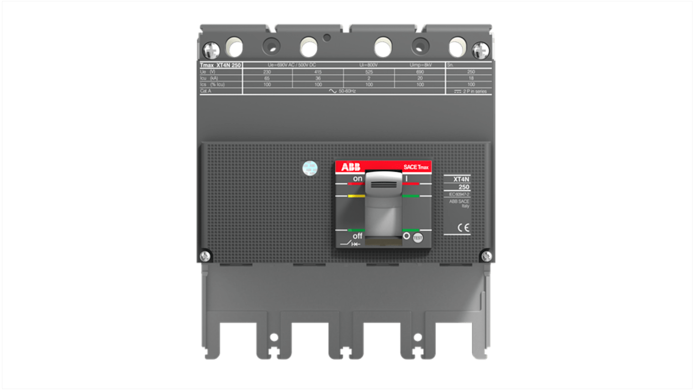 Interruttore magnetotermico ABB 1SDA068180R1 XT4H 250 BLOC FF, 4 poli, 250 A, montaggio fisso, tensione 1000 V.