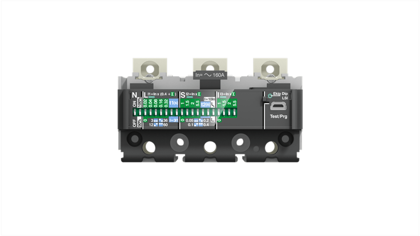 ABB Ekip LSI, unità di scatto 100 A, 3 poli, per interruttori Tmax XT, codice 1SDA067308R1, per distribuzione elettrica.