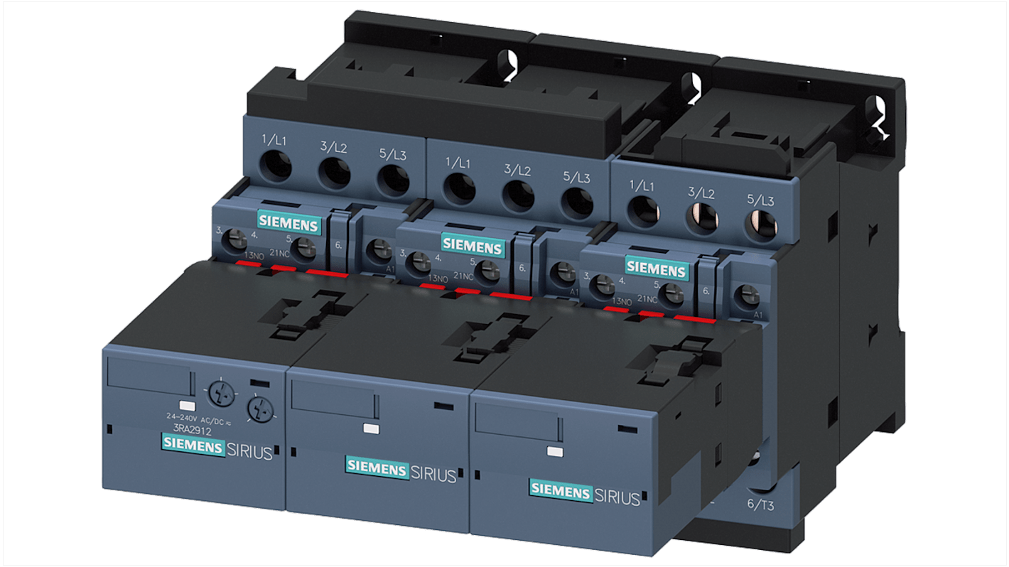 Siemens 3RA2423-8XF32-1AL2, gruppo di contattori per avviamento stella-triangolo, potenza 11 kW, IP20, montaggio verticale.