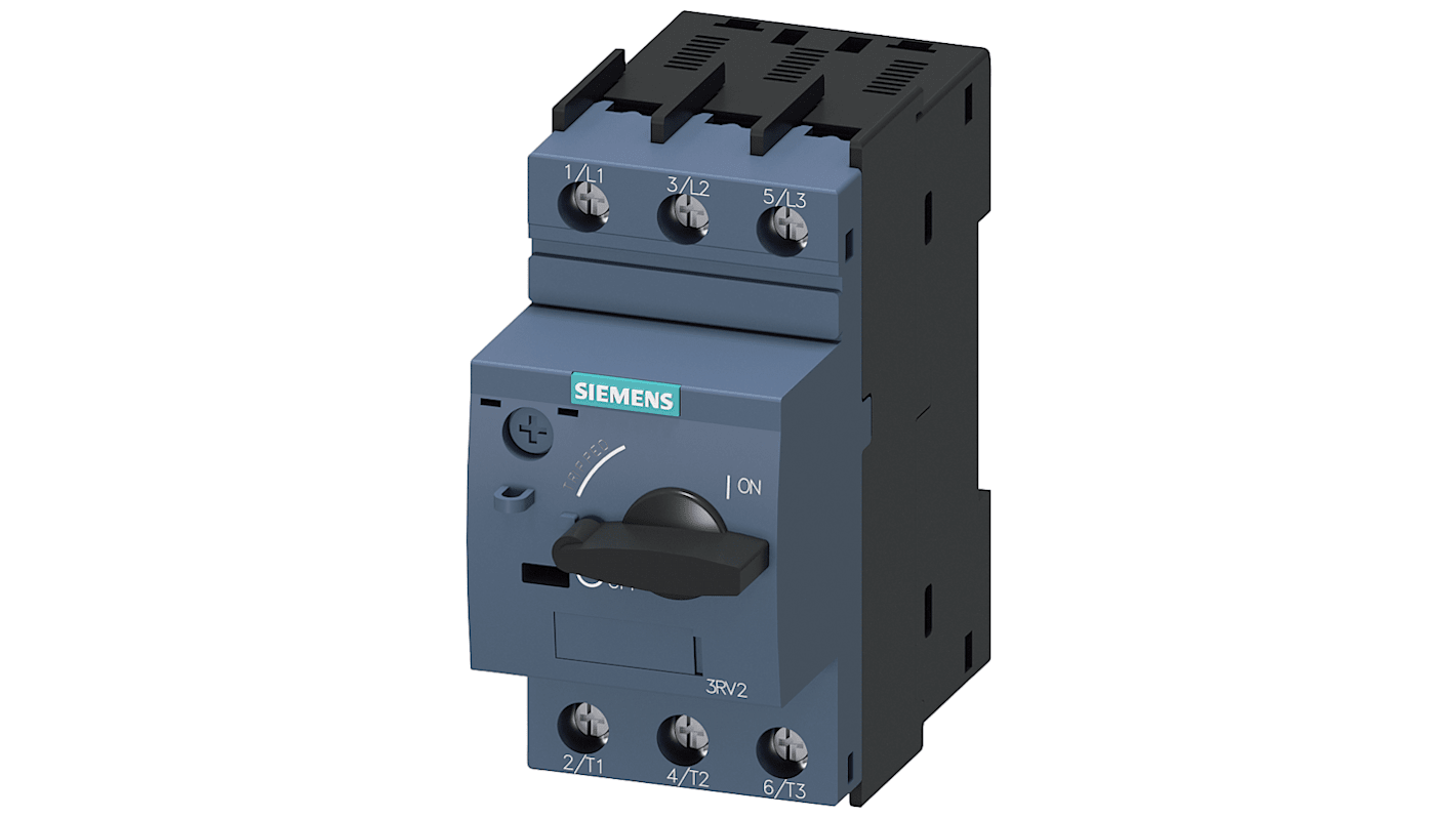 Interruttore automatico del motore Siemens 3RV2011-1FA10-0BA0, protezione SIRIUS, 5 A, 690 V, montaggio su guida DIN 35 mm.