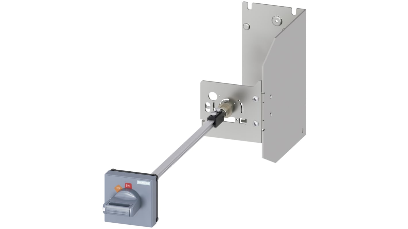 Manopola rotante Siemens 3RV2926-3B per interruttori automatici S0, colore grigio, lunghezza 521 mm, montaggio versatile.