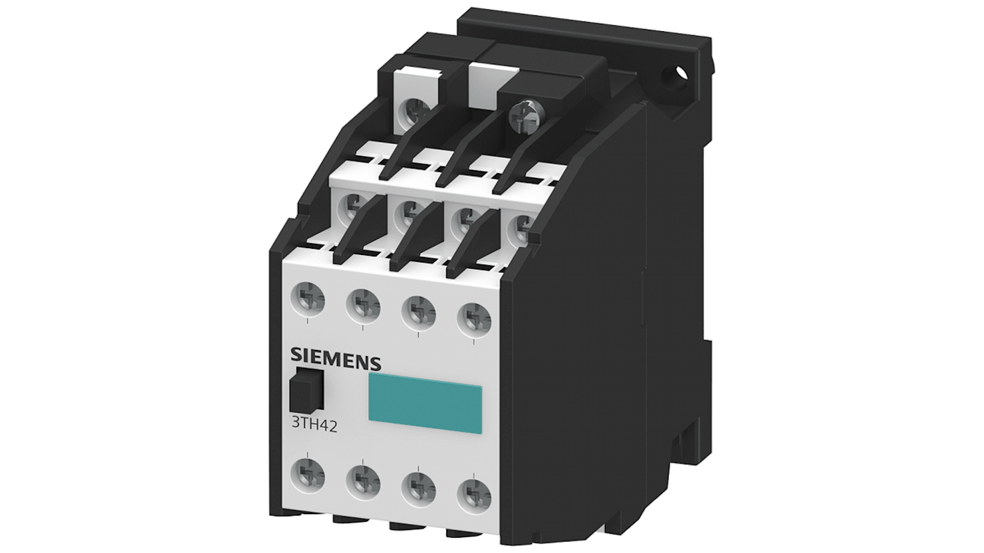 Relè contattore Siemens 3TH4293-0AL2, 4 NA + 4 NC, montaggio su guida DIN, 10 A, temperatura -25/+55 °C. Morsetti a vite.