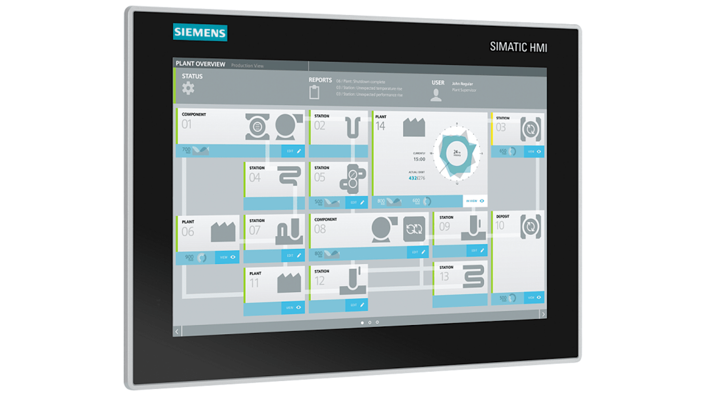 Display HMI touch screen Siemens 6AV7230-0CA20-2CA0, 12 pollici, risoluzione 1280 x 800 pixel, serie SIMATIC.