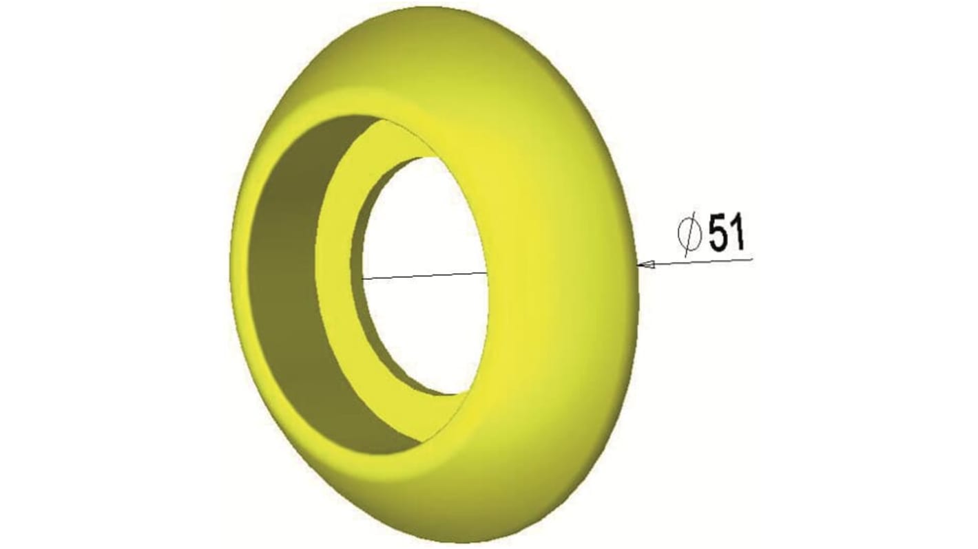 Cornice pulsante ABB per INCA, montaggio a pannello, bordo giallo, dimensioni 50x50 mm, accessorio per arresto di emergenza.