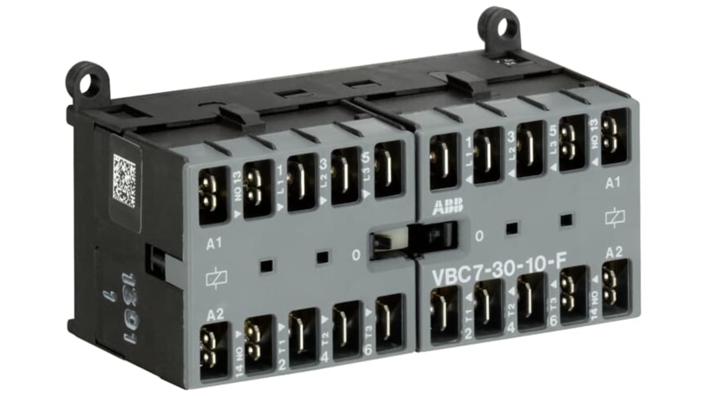 Contattore reversibile ABB GJL1313903R0107, 3 poli, 3 contatti NA, 20 A, 5,5 kW, montaggio su guida, bobina 12 V c.c.
