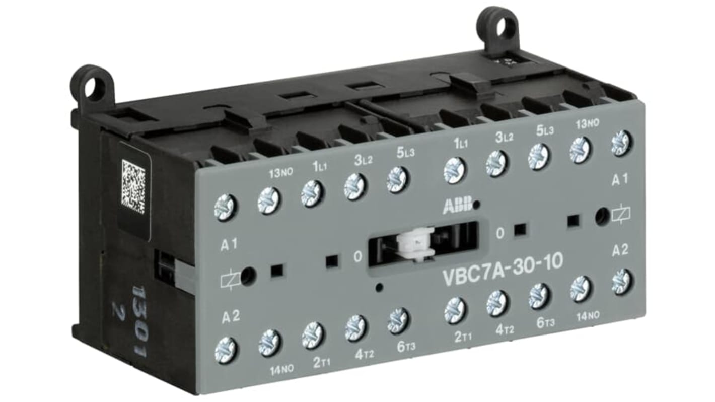 Contattore reversibile ABB GJL1313911R0101, 3 poli, 20 A, bobina 24 V, montaggio su guida o parete, grado di protezione IP20.