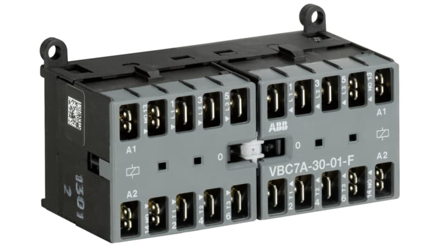 Contattore reversibile ABB GJL1313913R0011, 3 poli, 3 contatti NA, 20 A, 24 V, montaggio su guida, IP20.