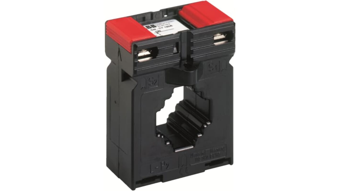 Trasformatore di corrente ABB 1SVR450116R5300, ingresso 150A, uscita 5A, dimensioni 78,5mm x 61mm, serie CM.