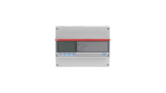 Contatore di energia ABB 2CMA100244R1000 A43, 3 fasi, 80 A, montaggio su guida DIN, dimensioni 123 x 26,5 x 65 mm.
