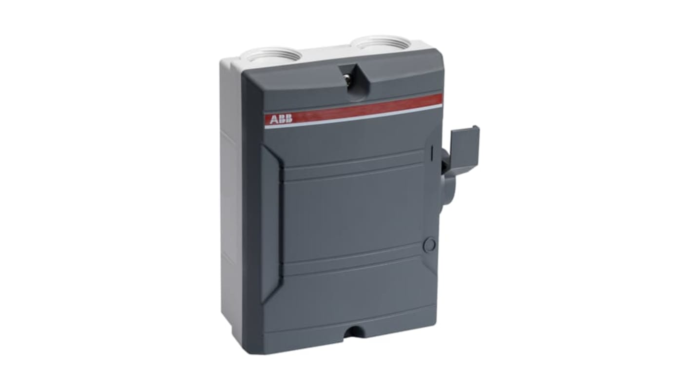 Sezionatore interruttore ABB 2CMA, 3 poli, 40A, montaggio superficiale, grado di protezione IP65, contenitore plastico IK08.
