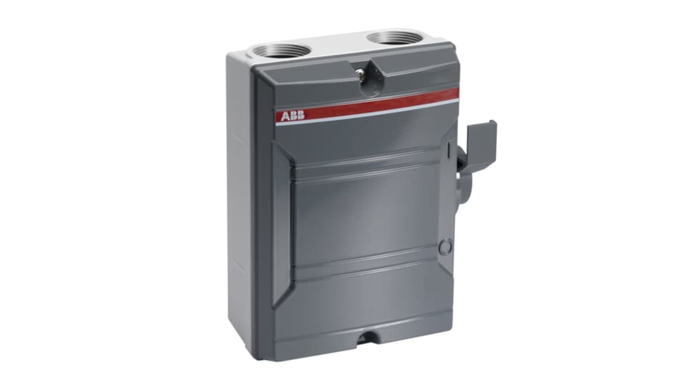 Sezionatore con interruttore ABB 2CMA142432R1000, 4 poli, 25A, montaggio superficiale, grado di protezione IP65, alluminio IK09.