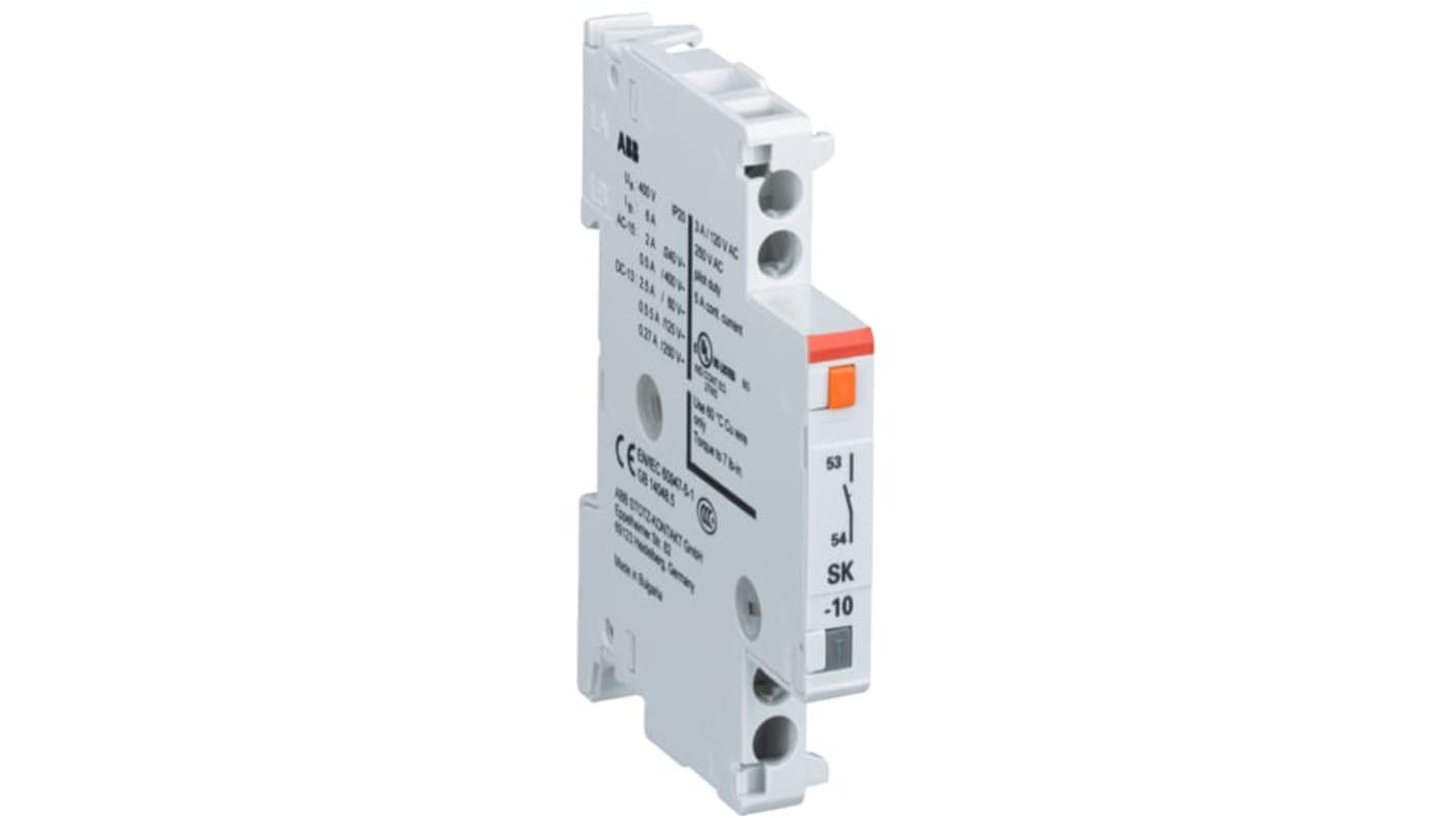 Contatto ausiliario ABB 1SAM101904R0003, 1 NC, 400 V, 3 A, IP20, dimensioni 72 mm, compatibile con MO325 e MS325.
