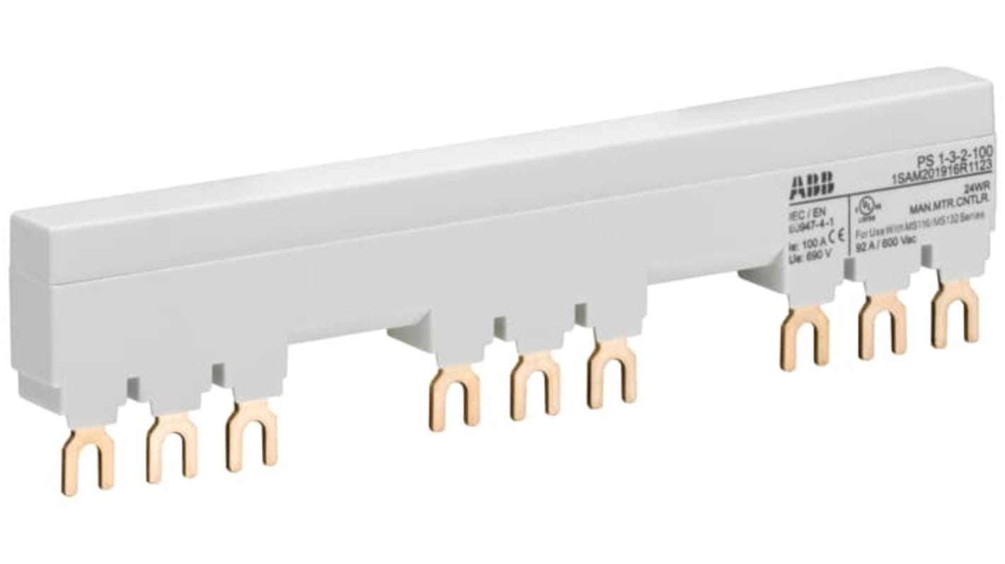Coperchio barra di distribuzione trifase ABB, 9 poli, 100 A, grado di protezione IP20, compatibile con MS116 e MS132.