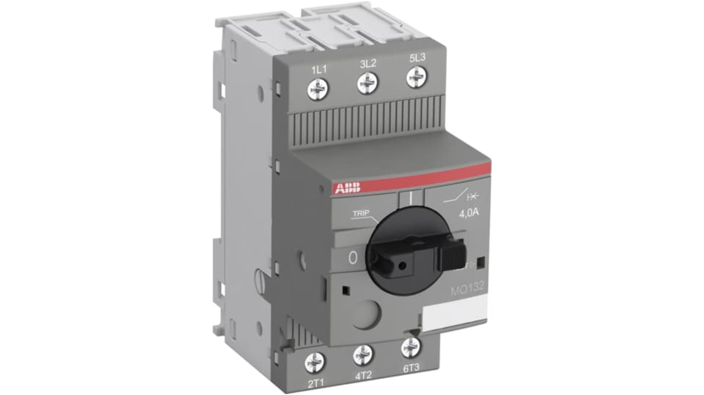 Starter per motore manuale ABB 1SAM360000R1001 MO132-0.16A, 3 fasi, 0,16 A, dimensioni 45 mm, grado di protezione IP20.