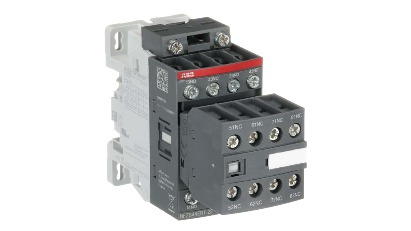 Relè contattore ABB 1SBH136060R2244, 4 NA/4 NC, 6 A, 130 V c.c., per applicazioni ferroviarie, installabile in cabine.