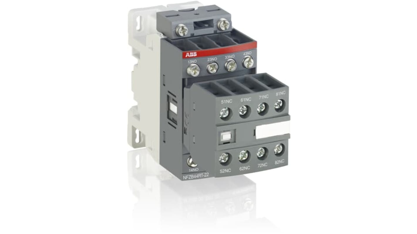Relè contattore ABB 1SBH136060R2262, 6NO/2NC, 6 A, per installazione in cabine, temperatura operativa -40/+70 °C.