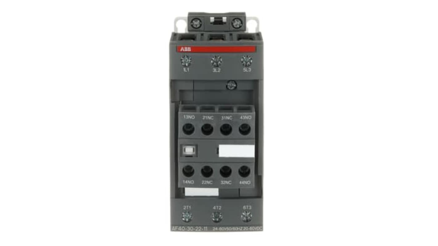 Contattore ABB 1SBL347001R1122 per controllo motori, 3 poli, 70 A, 18,5 kW, IP20, temperatura -60/+80 °C.