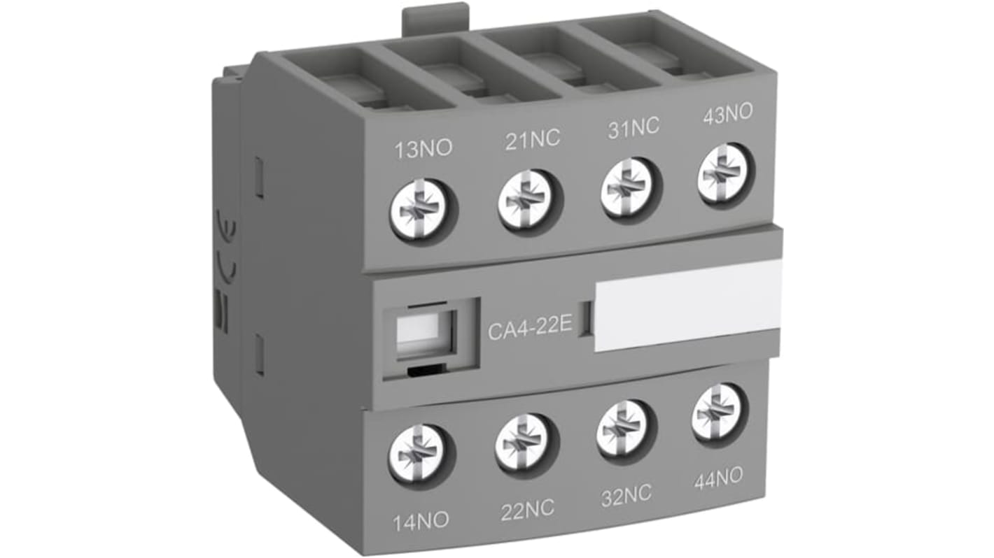 Blocco di contatti ausiliari ABB 1SBN010140R1204 CA4-04N, 4 contatti NC, montaggio laterale, 6 A, 440 V.