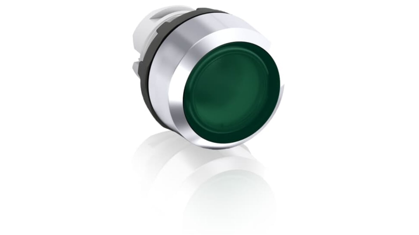 Attuatore pulsante mantenuto ABB MP2, illuminato verde, diametro foro 22.5 mm, grado di protezione IP66.