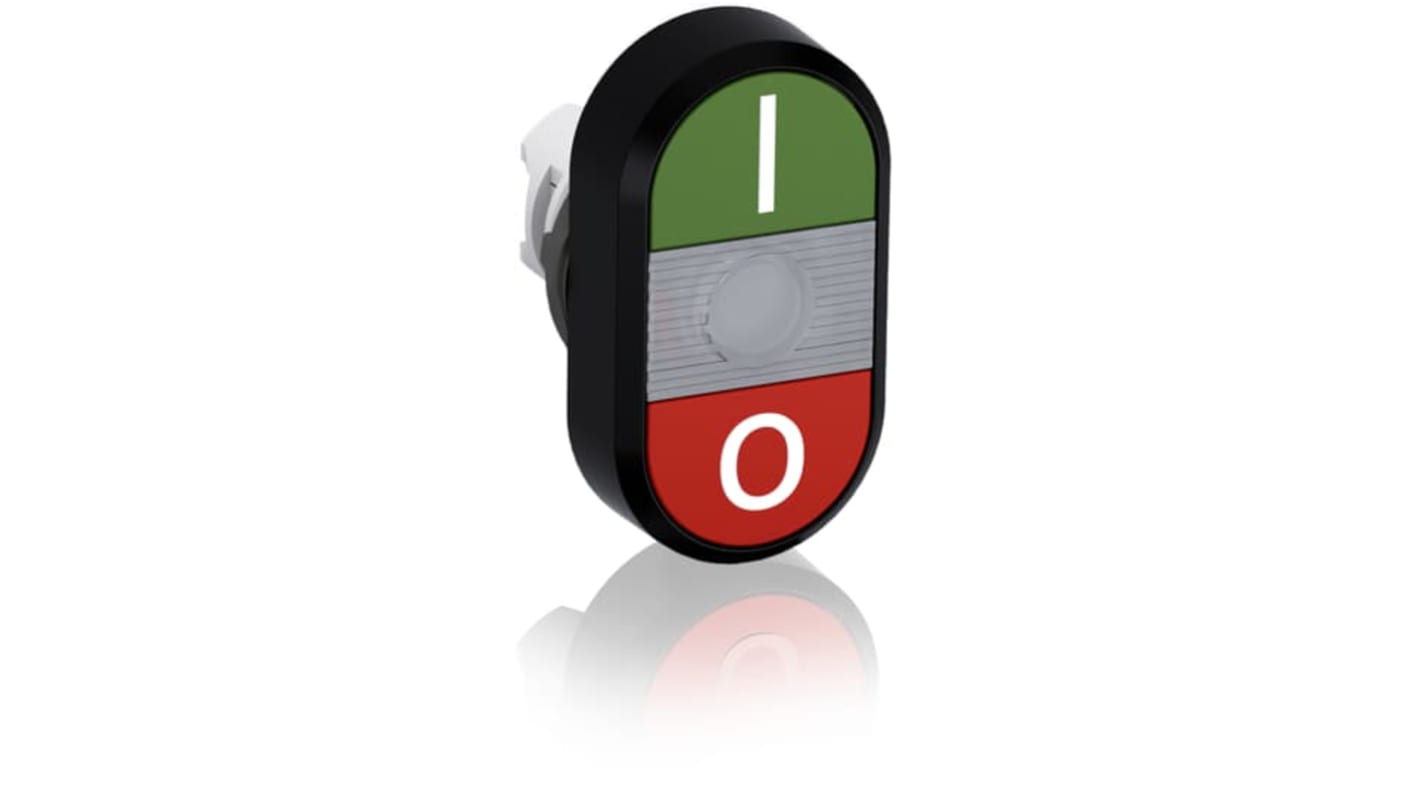 Attuatore pulsante instabile ABB MPD2-11C, doppio modulare, illuminato verde/rosso, diametro foro 22.5 mm, IP66.