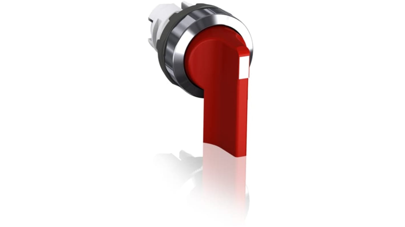 Selettore ABB M2SS5 a 2 posizioni, attuatore a leva lunga, colore rosso, grado di protezione IP66, diametro foro 22.5mm.