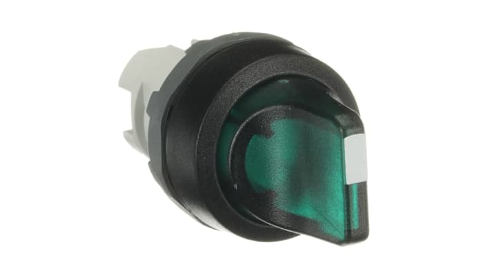 Selettore illuminato ABB M3SS1-11G, 3 posizioni, impugnatura verde, diametro foro 22.5 mm, grado di protezione IP66.