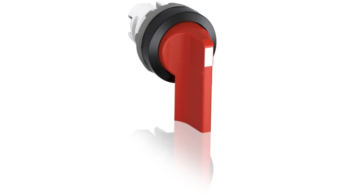 Selettore ABB M3SS6-10R a 3 posizioni, attuatore a leva lunga, colore rosso, grado di protezione IP66, foro 22.5mm.