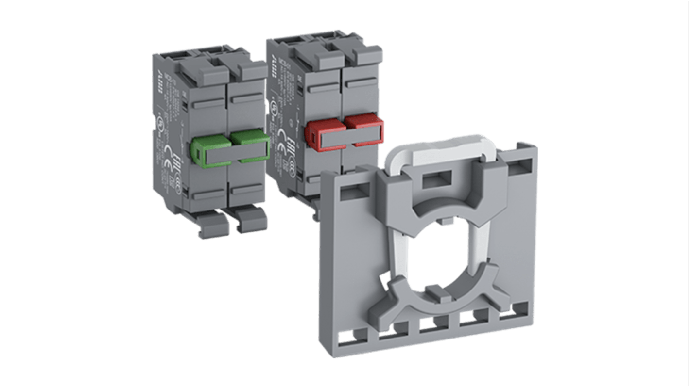 Blocco contatti modulare ABB MCBH-21, 2 NA + 1 NC, montaggio anteriore, tensione 230 V c.a., morsetti IP20.