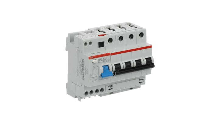 Interruttore automatico ABB 2CSR254001R1164, 4 poli, 16A, protezione contro sovraccarico, dimensioni 69 x 105 x 93 mm.