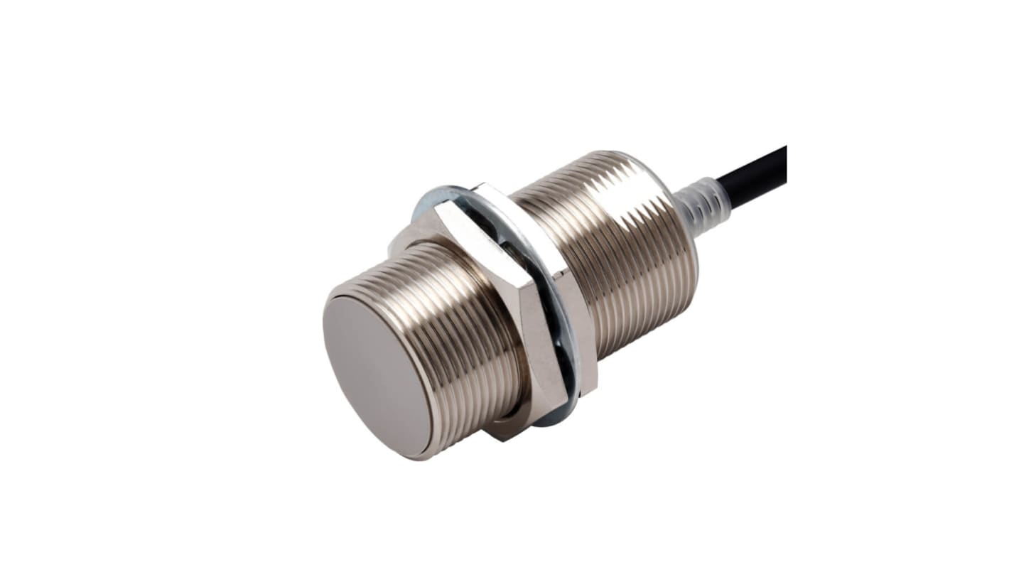 Sensore di prossimità induttivo cilindrico Omron E2E-X15B3DL30 5M, M30 x 1.5, uscita PNP, gamma di rilevamento 15 mm, precablato, IP69K.