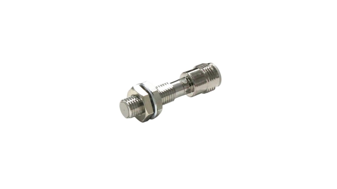 Sensore di prossimità induttivo cilindrico Omron E2E-X1R5B1T8-M1, M8 x 1, PNP, rilevamento 1 mm, connettore M12, IP69K.
