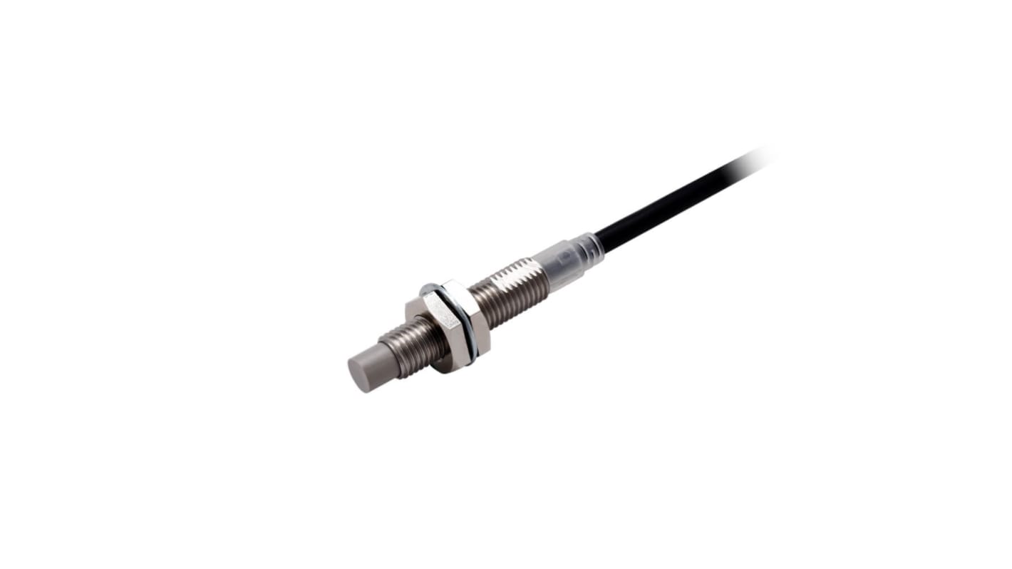 Sensore di prossimità induttivo cilindrico Omron E2E-X4MB1TL8 2M, M8 x 1, PNP, rilevamento 4 mm, precablato, IP69K.