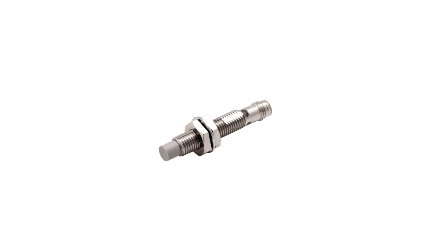 Sensore di prossimità induttivo cilindrico Omron E2E-X4MB2L8-M5, M8 x 1, uscita PNP, rilevamento 4 mm, IP69K.