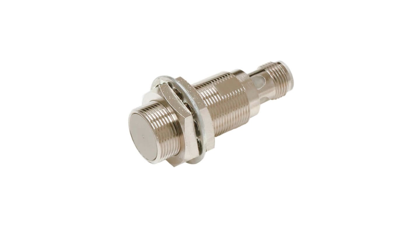 Omron E2E-X5B1T18-M1, sensore induttivo cilindrico M18, uscita PNP, rilevamento 5 mm, connettore M12, IP69K.