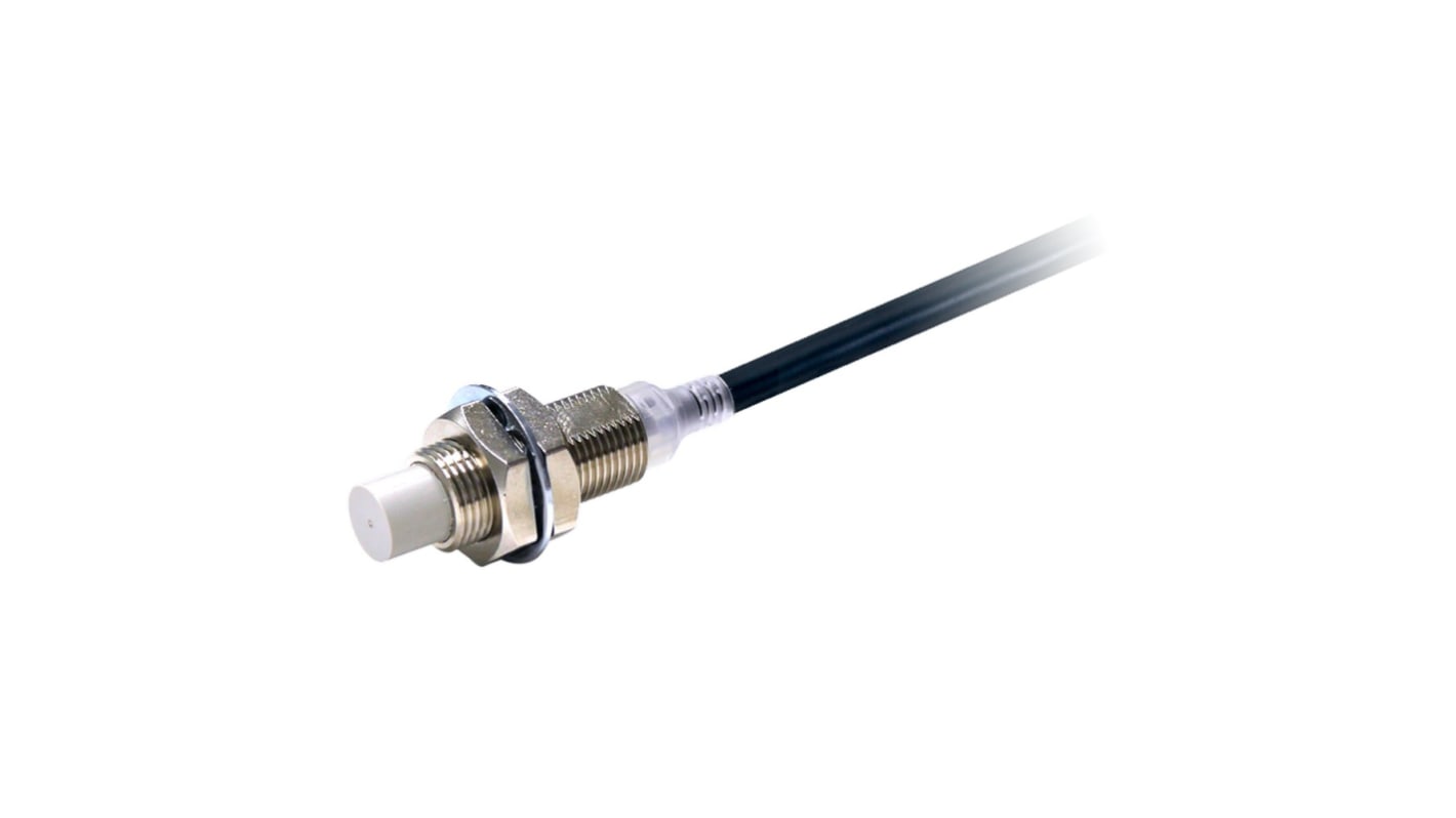 Sensore di prossimità induttivo cilindrico Omron E2E-X8MC212 2M, con uscita NPN, gamma di rilevamento 8 mm, precablato e conforme a IP69K.