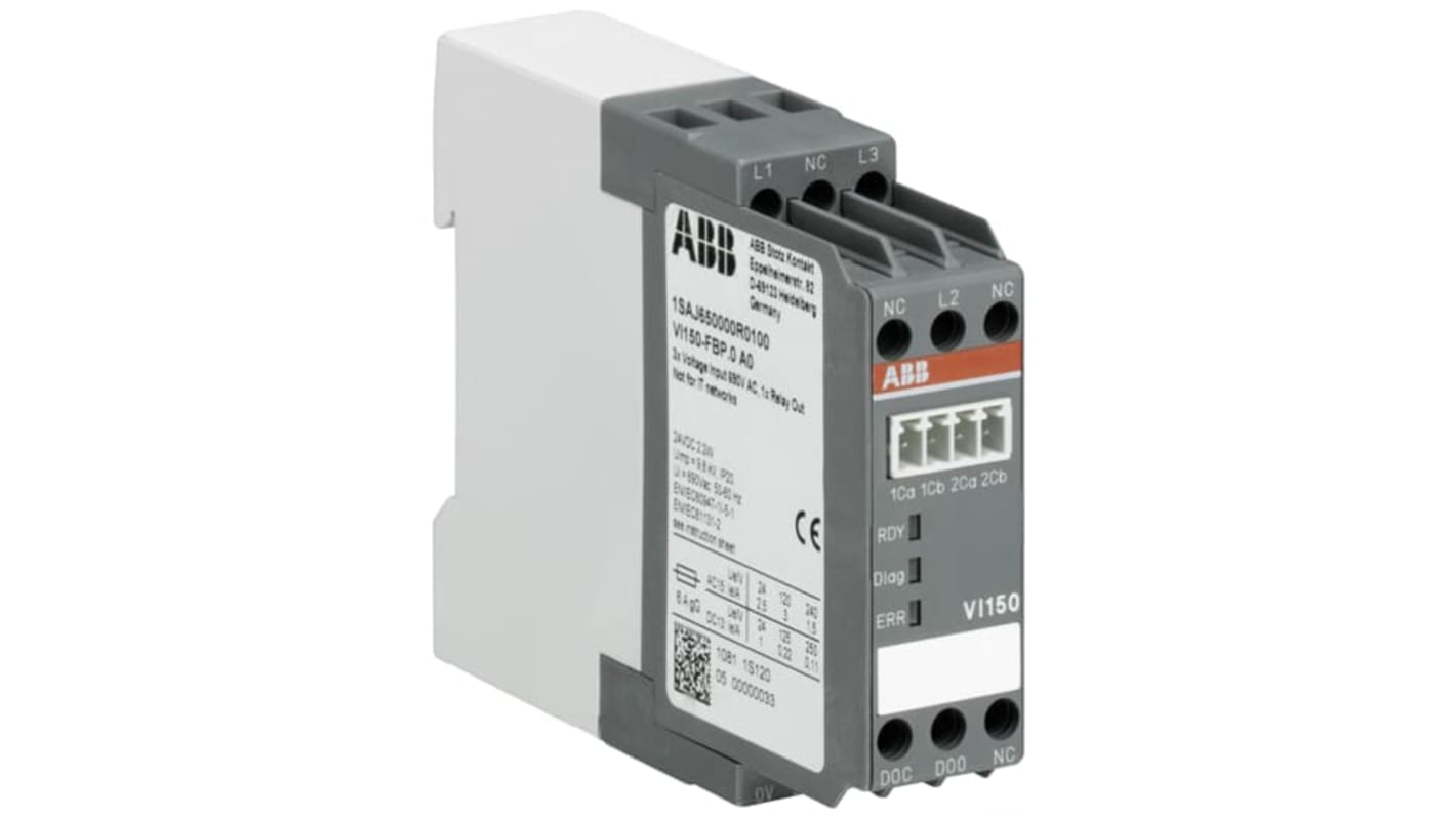 Modulo I/O ABB 1SAJ650000R0100 per UMC100, espansione per reti TN, 1 relè digitale, 3 ingressi analogici, 600 V CA.