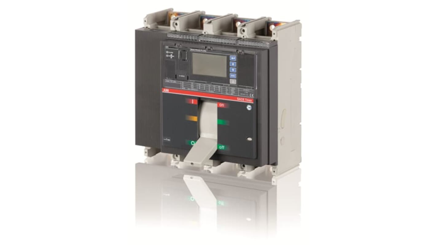 Interruttore magnetotermico ABB T7S 1250A, 4 poli, montaggio fisso, tensione 1000 V, rilascio a stato solido, 60 cicli/ora.