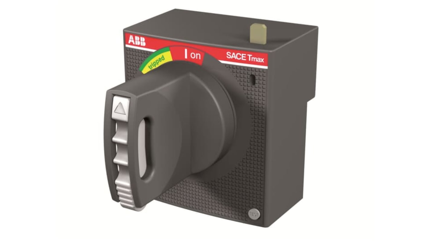 Manopola rotativa ABB per interruttori Tmax XT, con meccanismo di azionamento diretto e dispositivo di blocco.