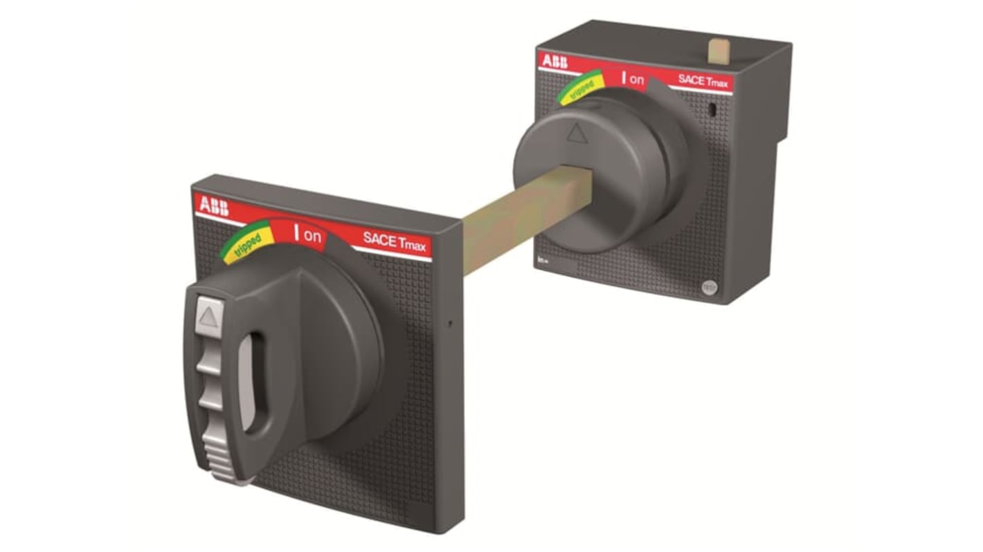 Manopola rotativa ABB per interruttore automatico Tmax XT, con azionamento d'emergenza e profondità regolabile di 500 mm.