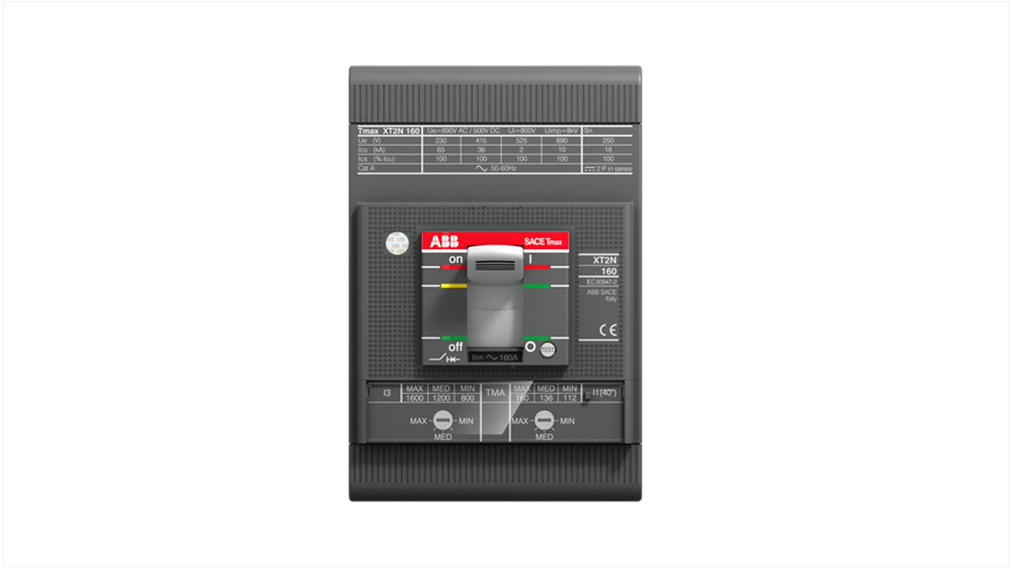 Interruttore magnetotermico ABB 3 poli, 5 A, 690 V, montaggio fisso, custodia Tmax XT2N, codice 1SDA067005R1.