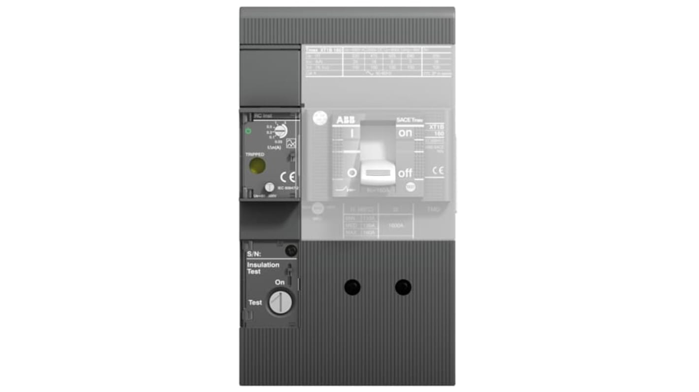 Interruttore magnetotermico scatolato ABB, 3 poli, corrente 3,0 A, tensione 85-690 V CA, dimensioni 250 x 170 x 260 mm.