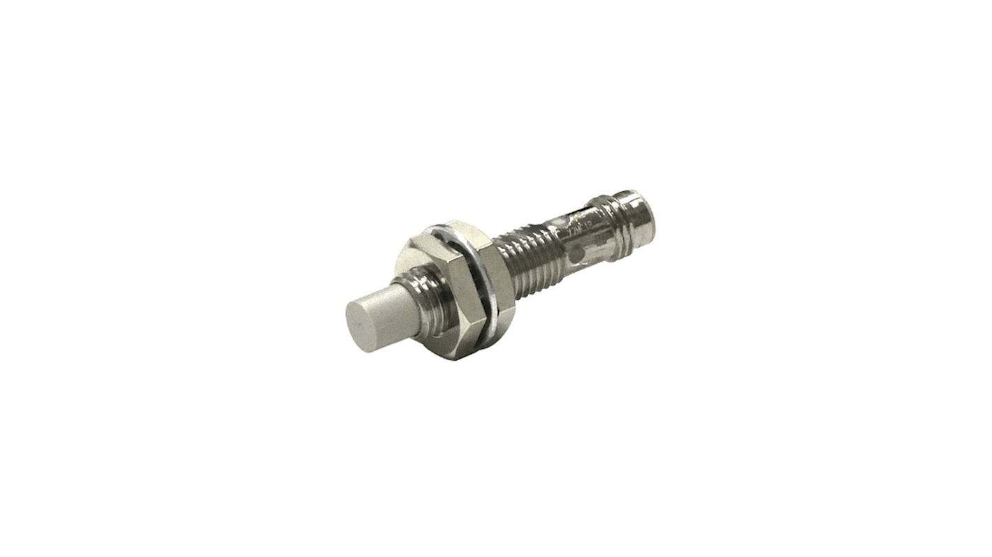 Sensore di prossimità induttivo cilindrico Omron E2E-X4MB1T8-M5, con alloggiamento in acciaio INOX, filettatura M8, distanza di rilevamento 4 mm, grado di protezione IP67/IP69K.