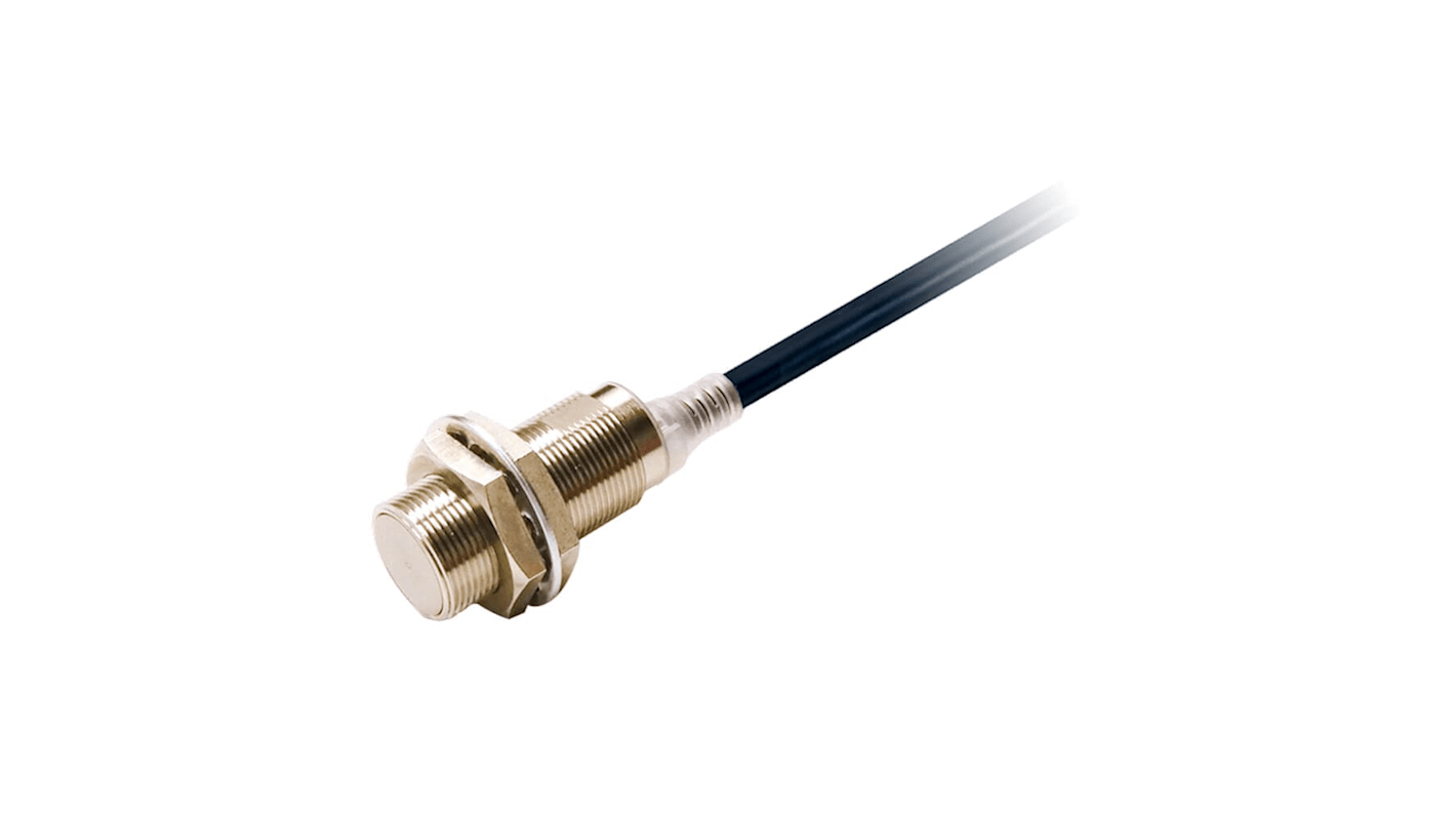 Omron E2E-X8C118 2M, sensore induttivo cilindrico M18, uscita NPN, rilevamento 8 mm, cavo 2 m, grado di protezione IP67.