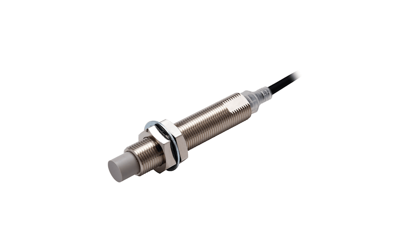 Sensore di prossimità induttivo cilindrico Omron E2E-X8MB1TL12 5M, PNP, M12 x 1, rilevamento 8 mm, cavo 5 m, grado di protezione IP67/IP69K.