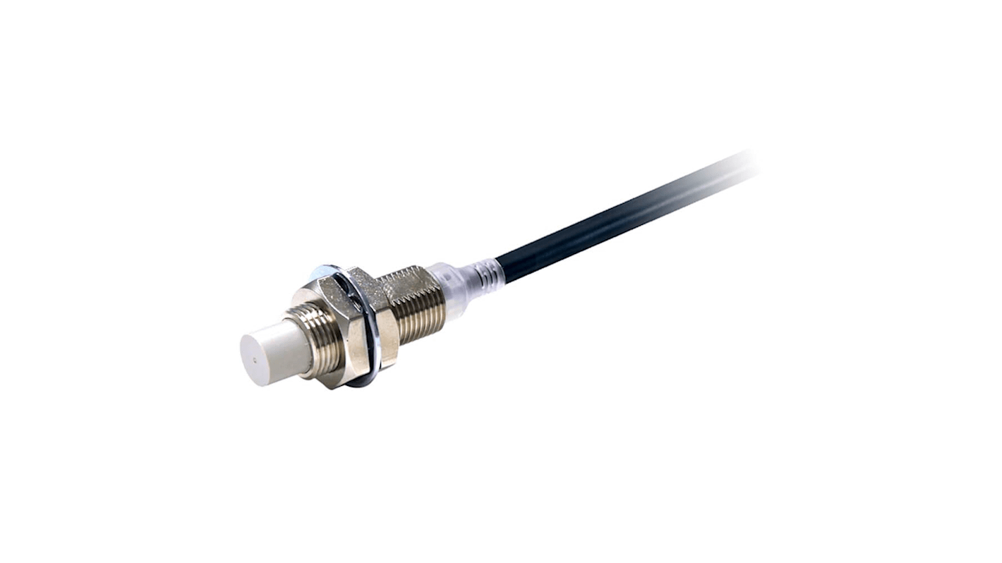 Omron E2E-X8MB212 2M, sensore induttivo cilindrico M12, rilevamento 8 mm, uscita PNP, cavo 5 m, grado di protezione IP67.