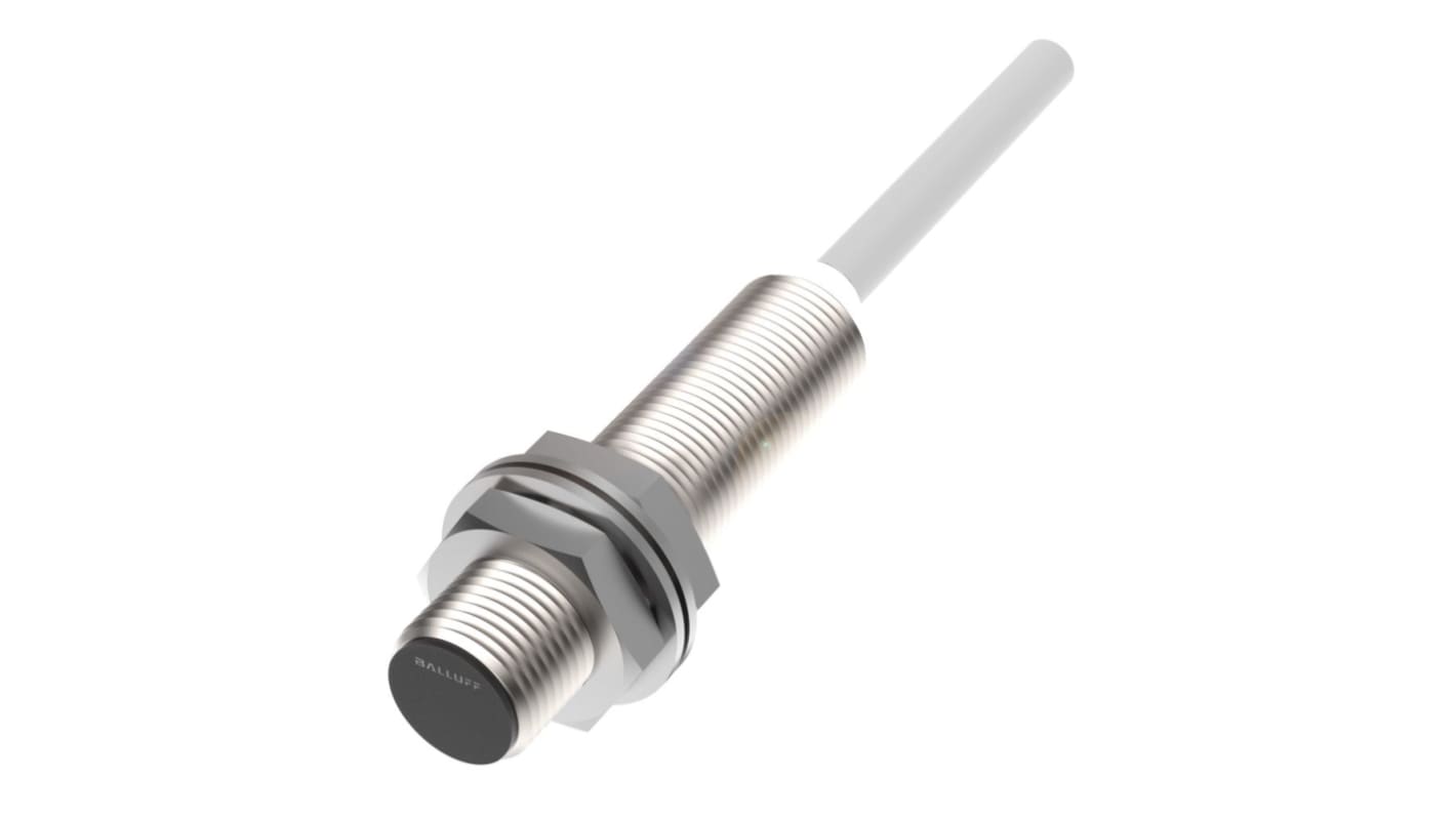 Sensore di prossimità induttivo cilindrico BALLUFF BES03PT, NPN, M12, rilevamento 4 mm, IP68, -25/+70 °C.