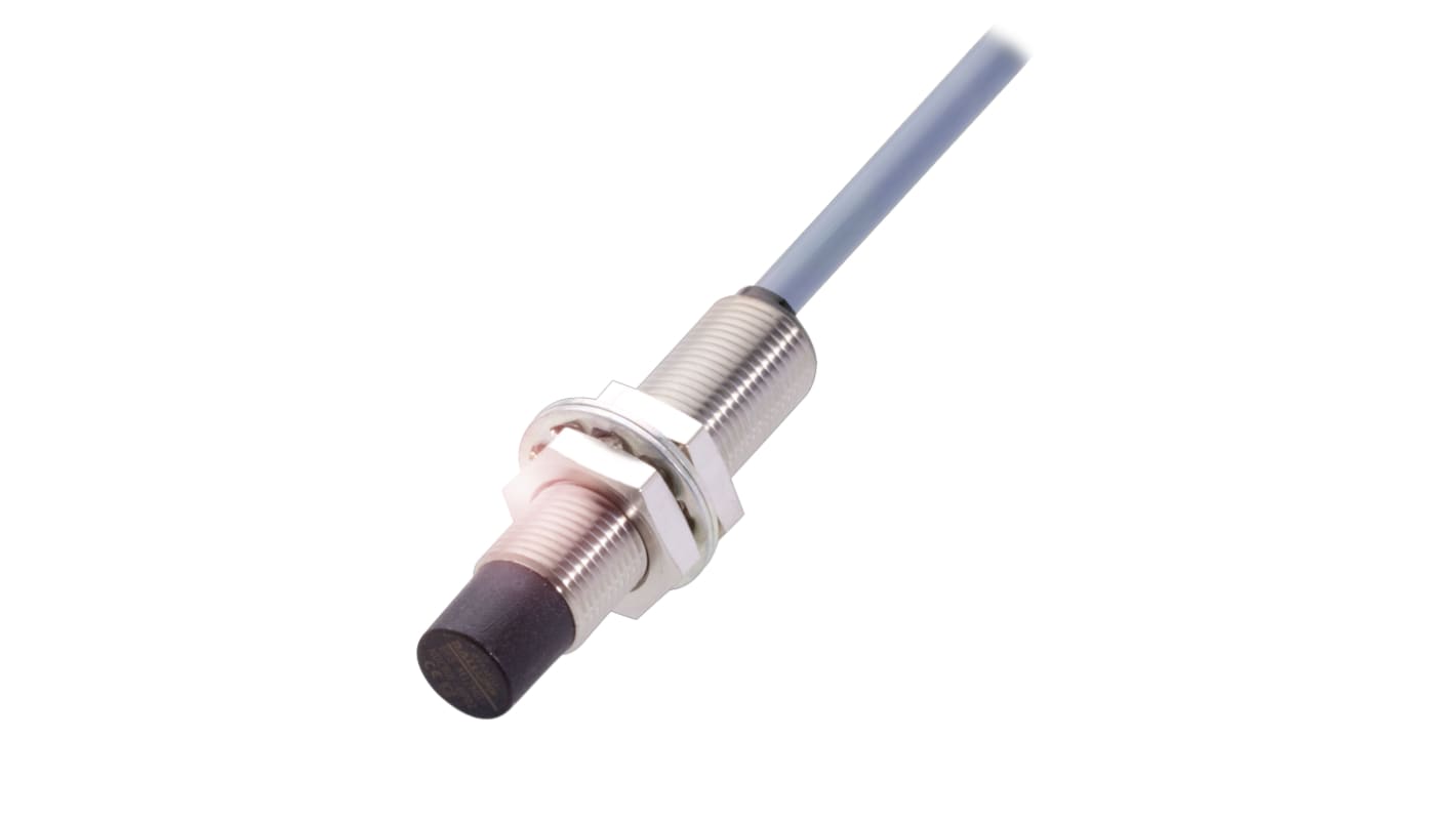 Sensore di prossimità induttivo cilindrico PNP BALLUFF BES04FR, M12 x 1, rilevamento 8mm, IP67, 10-30 V c.c., 53mm x 12mm.