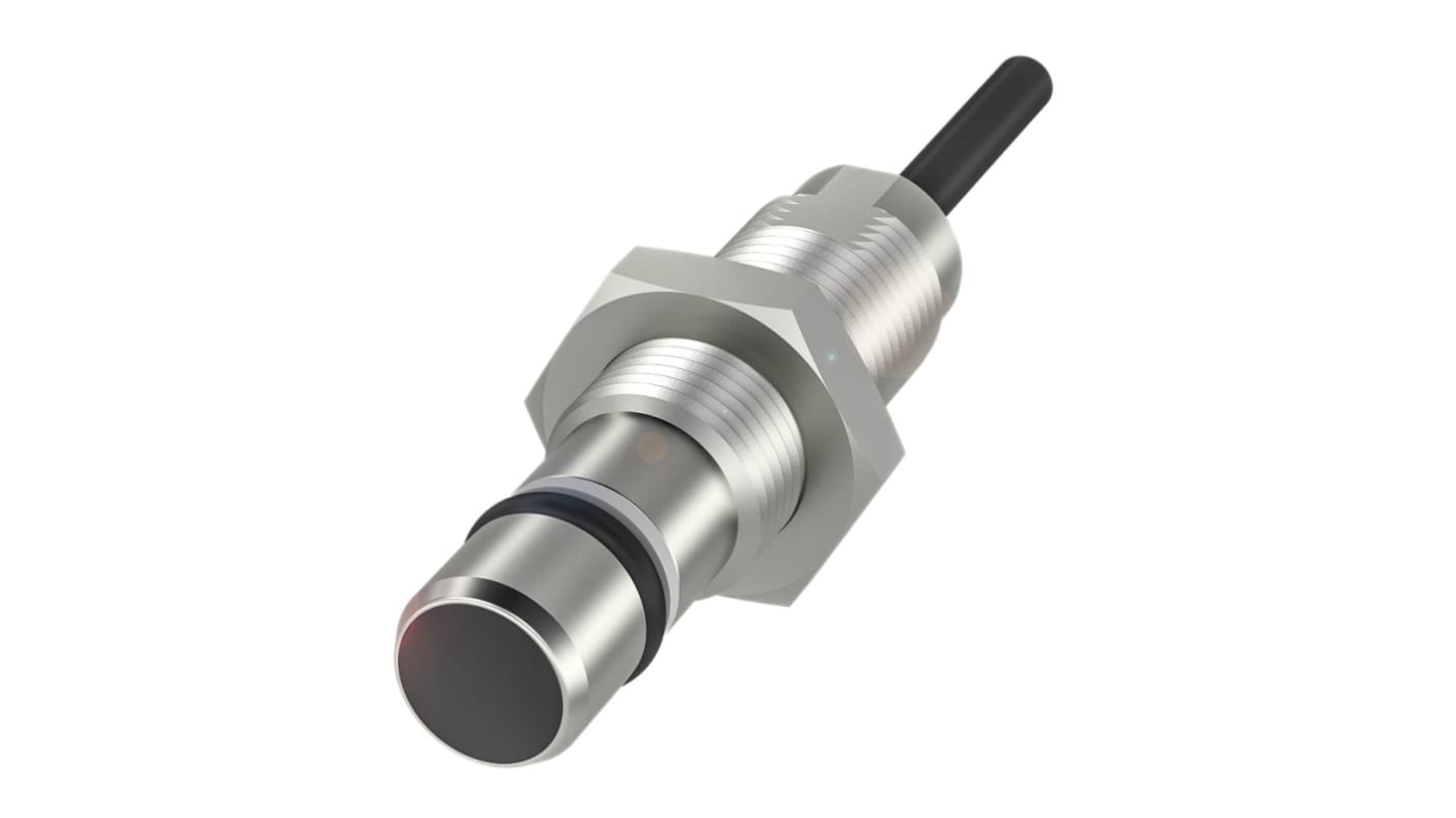 Sensore di prossimità induttivo cilindrico PNP BALLUFF BHS002J, M12, rilevamento 1,5 mm, IP68, acciaio inox, montaggio lavaggio.