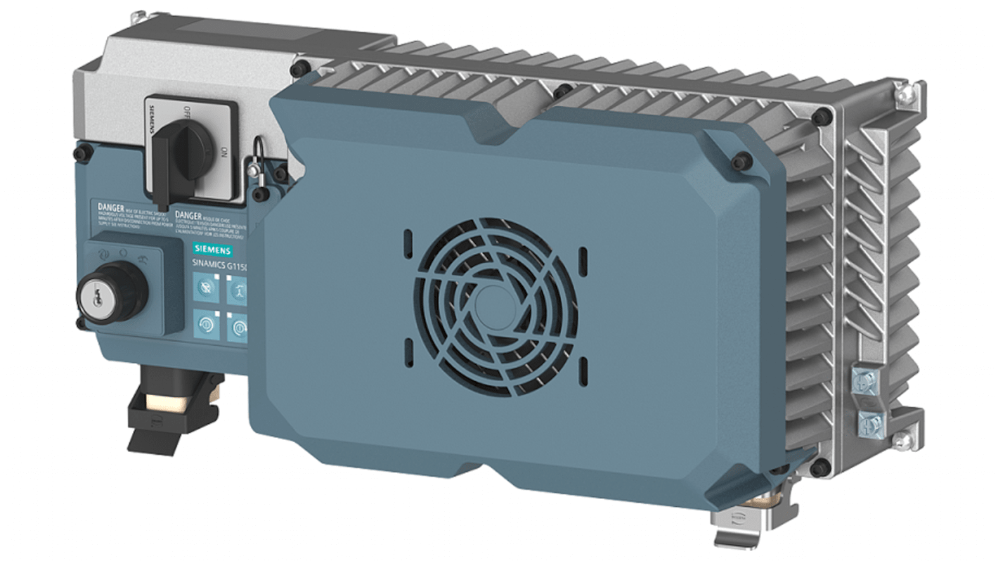 Inverter Siemens 6SL3520-1XE05-5AA0, potenza 5,5 kW, tensione 380-480 V, design modulare per installazione rapida.